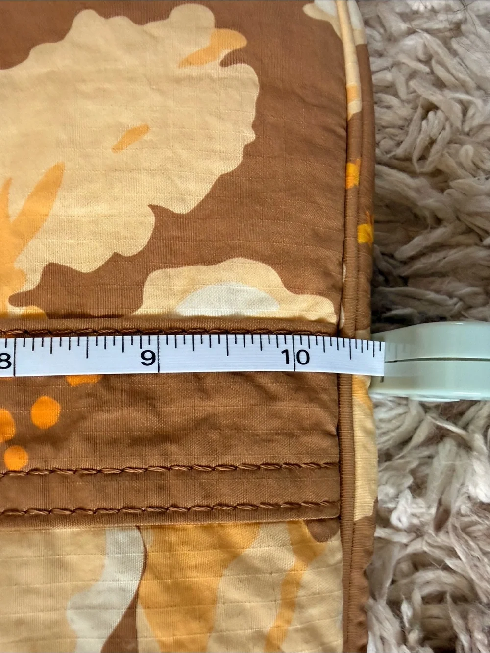 ALOHA Collection Brown Floral Quilted Pouch with Cream and Yellow Hibiscus